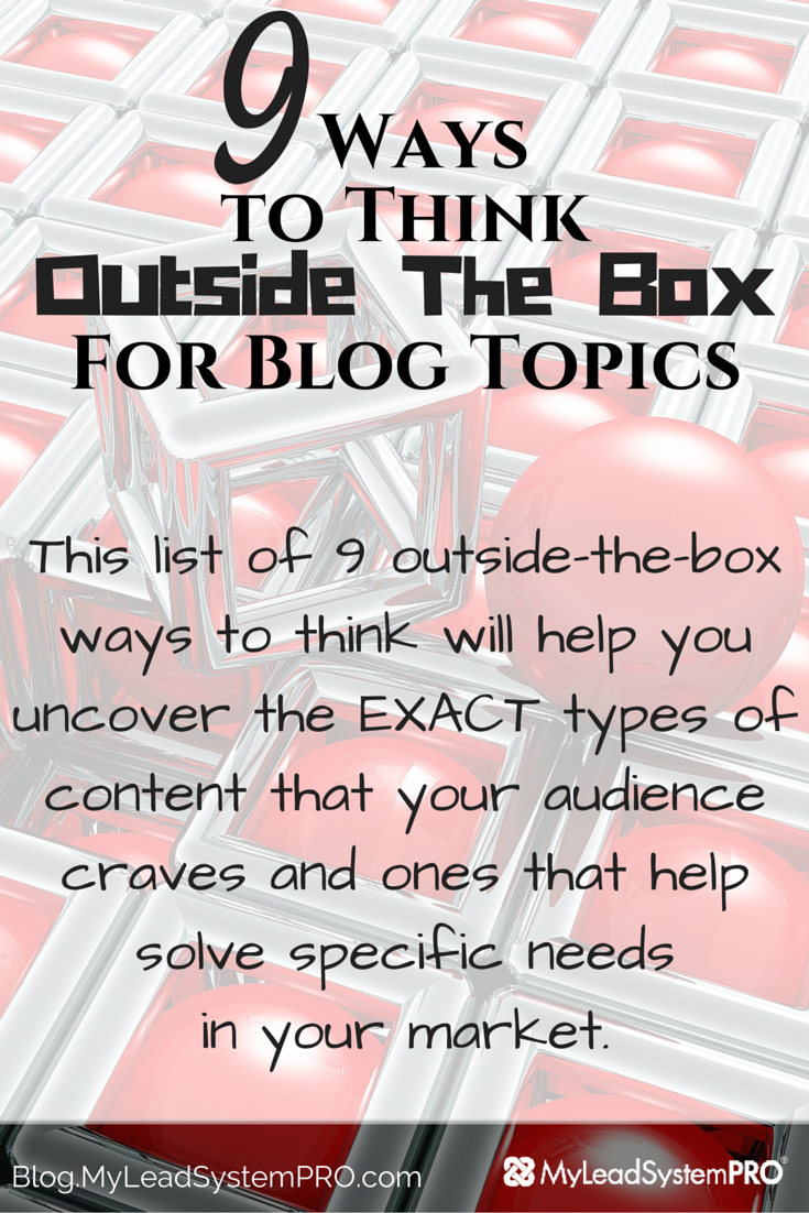 These 9 tips will get you out of your creativity rut and coming up with never-ending content ideas. Remember to keep a running list of all of the great content ideas you come up with along the way. Then, you can simply pick and choose when to create the content. Finally (and most importantly) just start blogging!