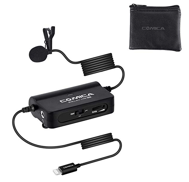 comica-sig-lav Comica CVM-SIG.LAV V05 MI Omnidirectional Lavalier Lapel Microphone Portable Clip-on Mic with MFI Certified for iPhone with Lightning Interface Compatible with iPhone, iPad, iPod and More