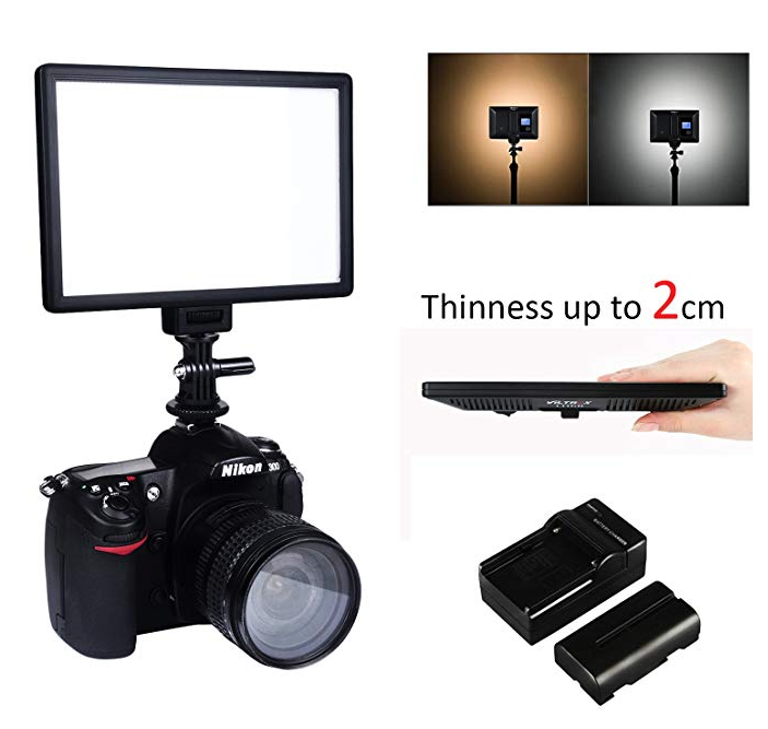 led-light-panel VILTROX L116T RA CRI95 Super Slim LED Light Panel,3300K-5600K LED Video Light Panel, LCD Display Screen,Color Temperature and Brightness can be Adjusted with NP-F550 Lithium Battery